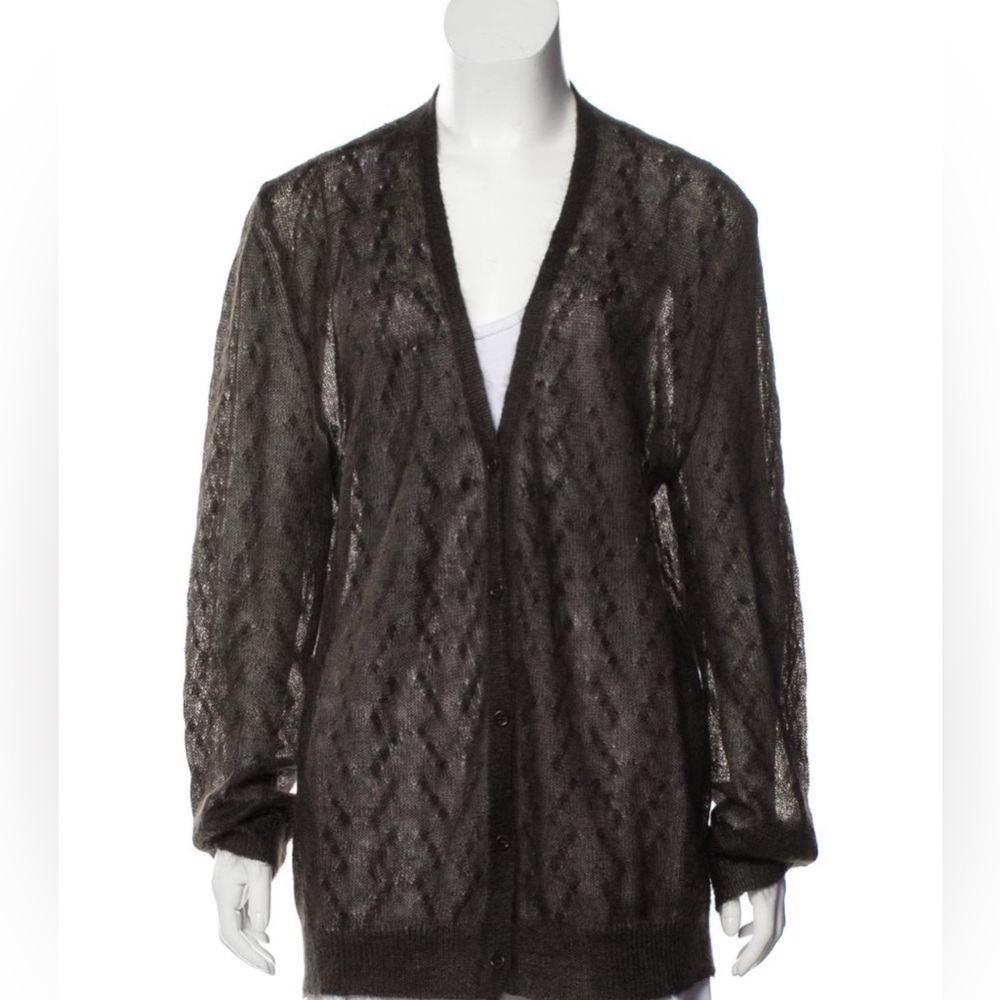 Brown TSE Cashmere mohair lightweight cardigan